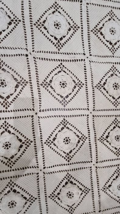 Cobertor antigo em croché Feito à mão 2,40 × 2,20 m