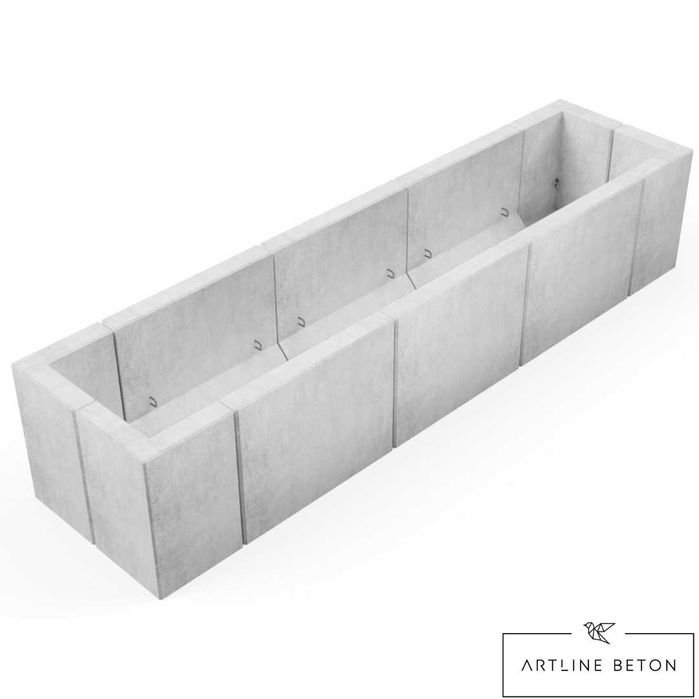 Duża donica betonowa modułowa|ścianki oporowe L|beton architektoniczny