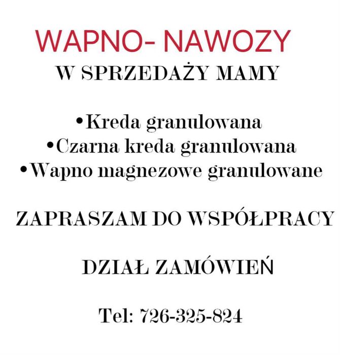 Wapno granulowane Kreda .Magnezowe