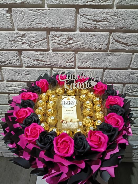 Słodki Bukiet z ferrero Bukiet z róż mydlanych Prezent dla niej