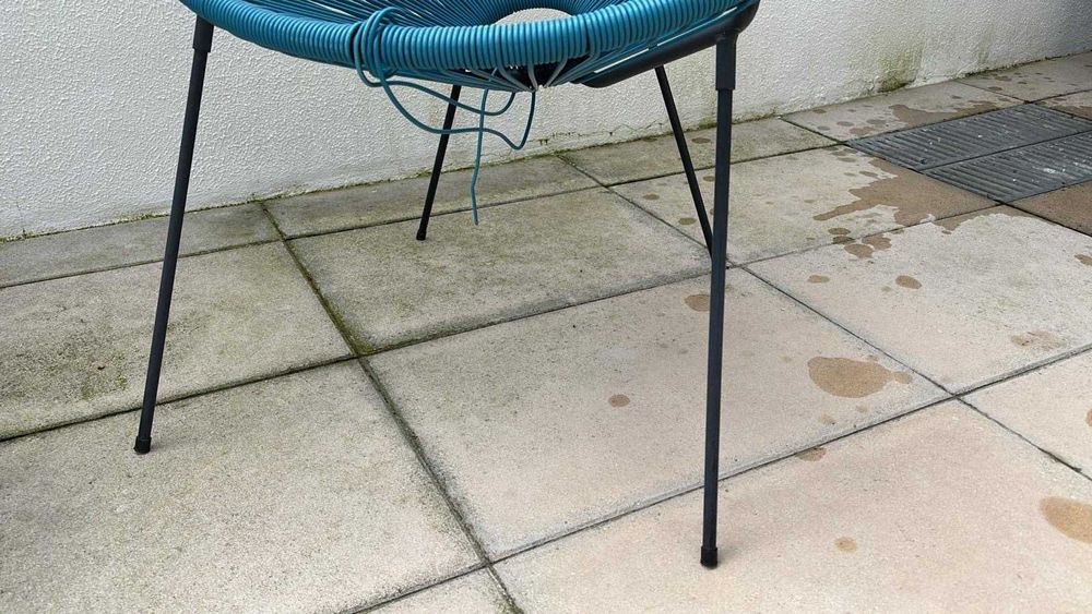 Cadeira de rattan azul mikonos Acapulco