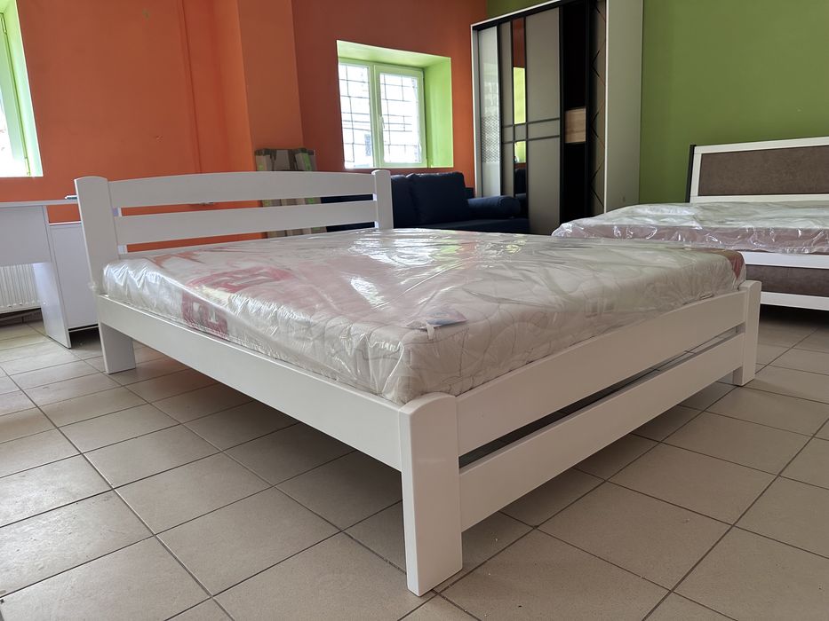 Ліжко двохспальне біле,кровать,двоспальне,дерево,матрац,Доставка