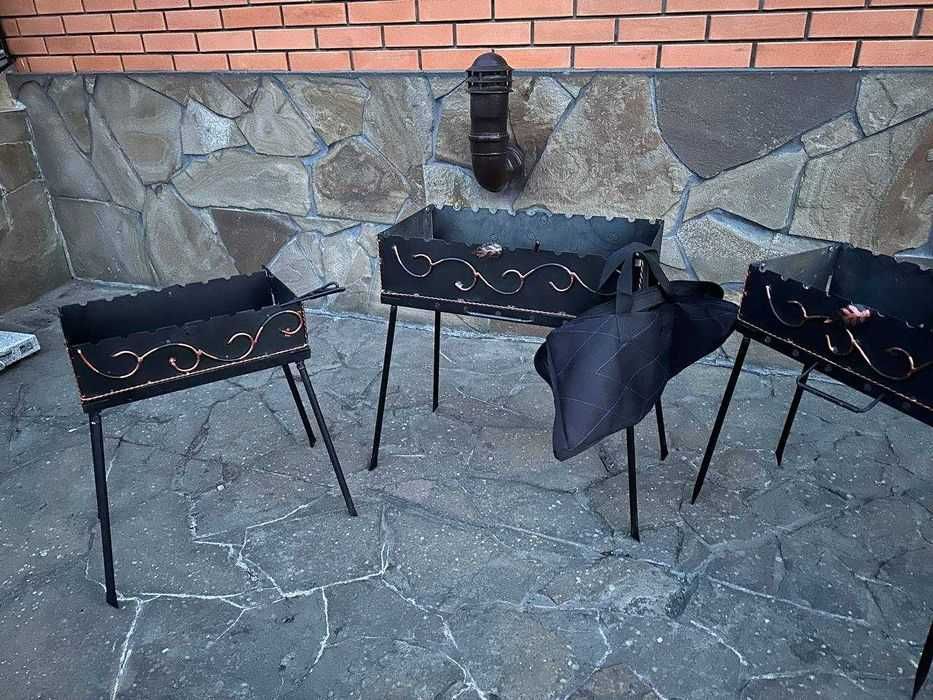 Кований мангал складаний на 6◾️8◾️10◾️12шампурів +чохол совок кочерга