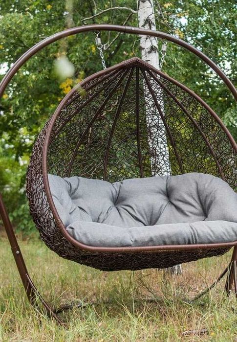Підвісне крісло садова качель кокон з ротангу