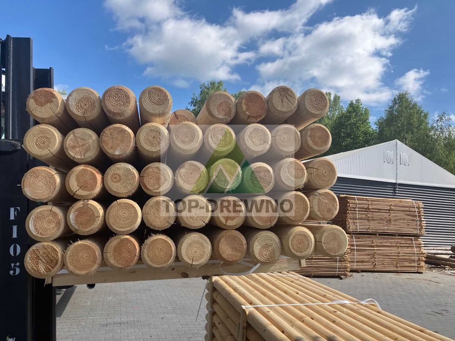 PALISADA toczona sosnowa, fi 10cm,  długość - 3m