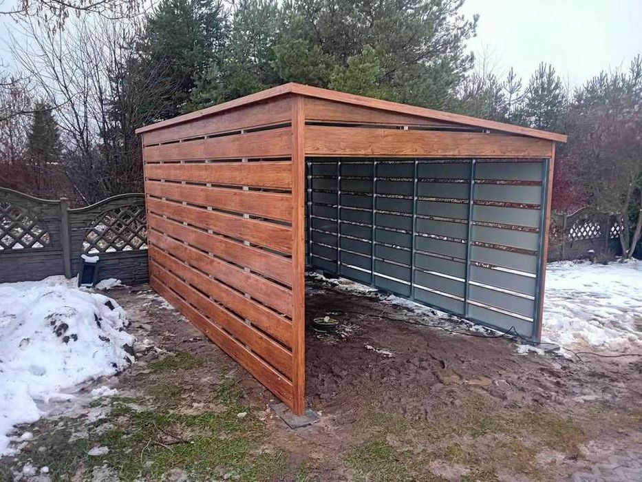 Wiata 3x5 panel drewnopodobny