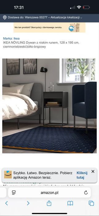 Dywan Ikea Noveling granatowy nowy 200x300