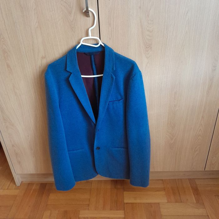 Marynarka  H&M r. 175 dzianinowa niebieska chłopiec bdb