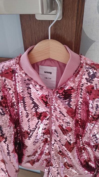 Bluza cekinowa r.128 różowa