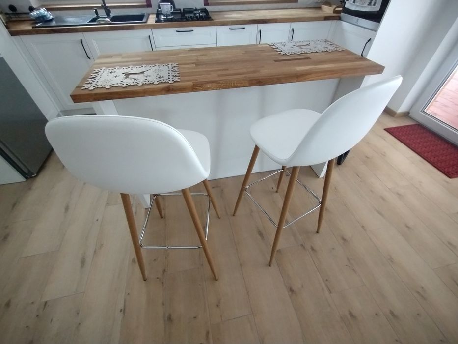Krzesła stołki barowe 76 cm białe miękkie nowe