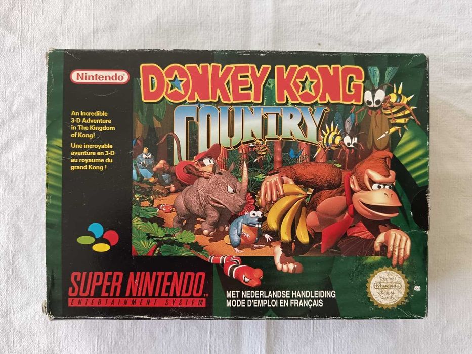 Donkey Kong Country (SNES, 1994, PAL FR) – Caixa e Manual  Clássico Raro