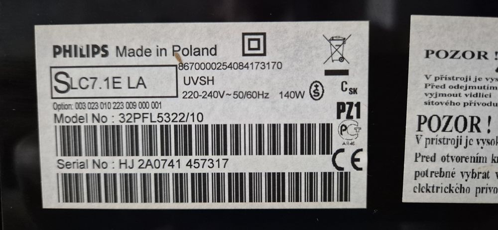 Telewizor PHILIPS SLC7.1E LA 32cale