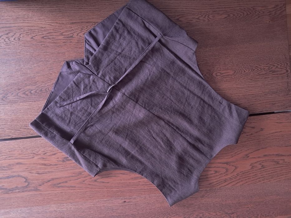 Kamizelka lniana XL czekoladowy brąz  Pull&Bear