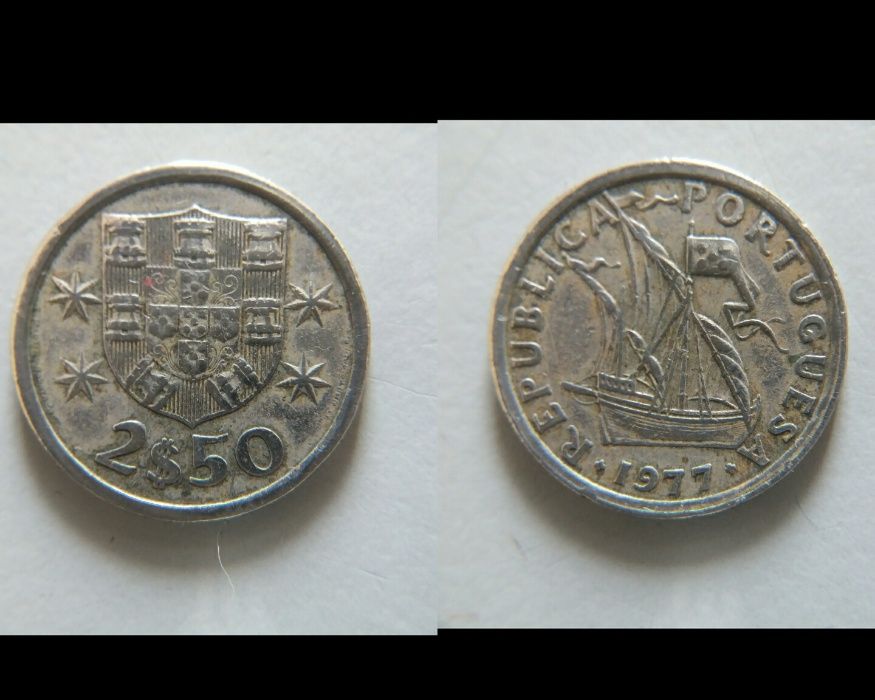 Lote de 5 moedas de 2$50 escudo (Republica)