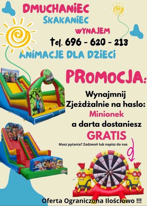 Wynajmę Dmuchaniec ZAMEK , Plac zabaw, Zjeżdżalnia, Animacje