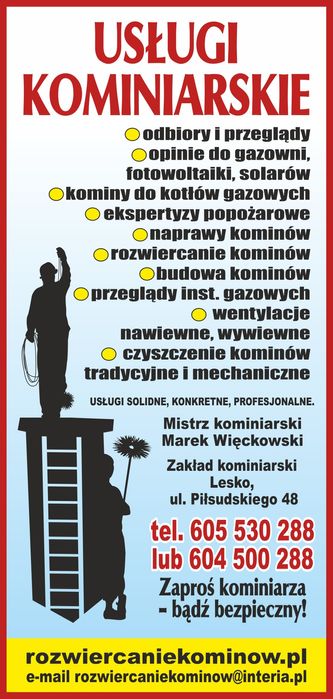 Usługi kominiarskie, kominiarz Lesko ,Ustrzyki , Bieszczady