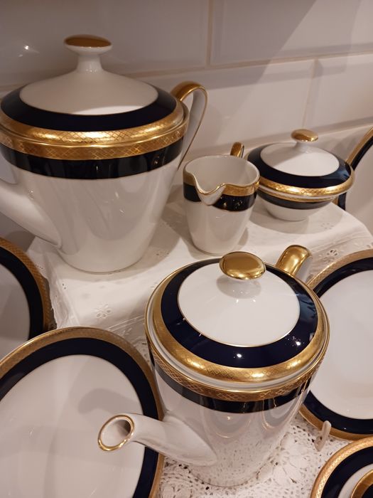 Edelstein Serwis kawa herbata kobalt zlocenie