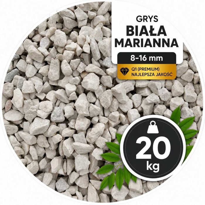 Grys Biała Marianna  8-16 mm w worku 20 kg. Klasa Q1 PREMIUM