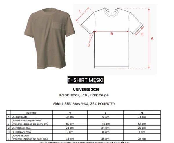 O’la Voga / t-shirt męski UNIVERSE / beige / rozm XL