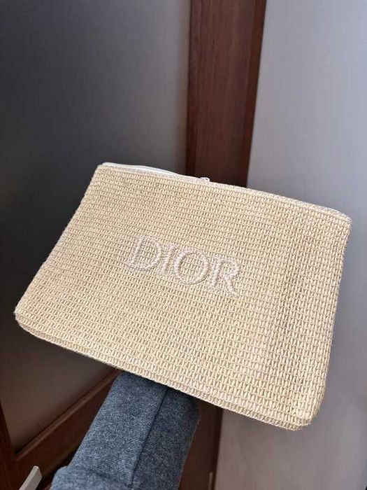 Kosmetyczka Dior Raffia Beauty Pouch Makeup Bag Beige Cream