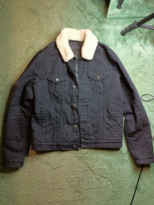 Чорна джинсова куртка з коміром Asos, розмір M