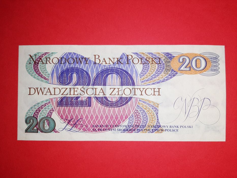 Banknot 20 złotych 1982 PRL seria AR, UNC