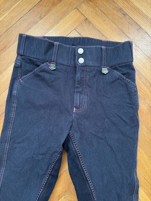 Horze jeansowe bryczesy do jazdy konnej spodnie jeździeckie 150 12lat