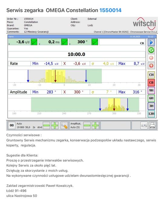 Omega Constellation , po serwisie