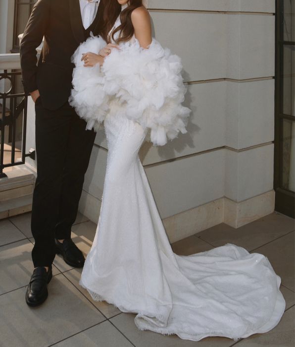 Весільна сукня (рибка)+ накидка та рукавички