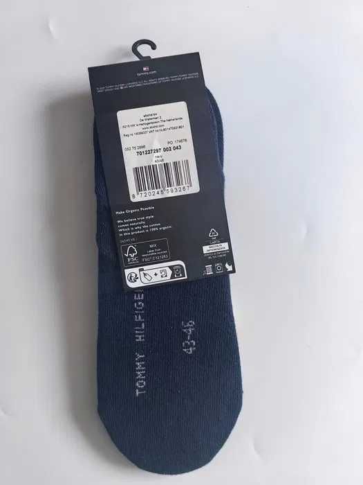 TOMMY HILFIGER navy niskie oryginalne skarpety męskie 2-PACK 43-46