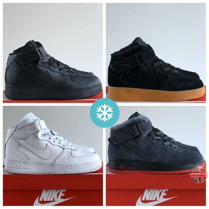 Чоловічі / жіночі зимові кросівки Nike Air Force 1 '07 Mid Winter Fur Мех мужские / женские зимние кроссовки найк аир форс