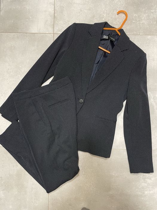 Garnitur damski Zara S 36 marynarka spodnie komplet żakiet granatowy