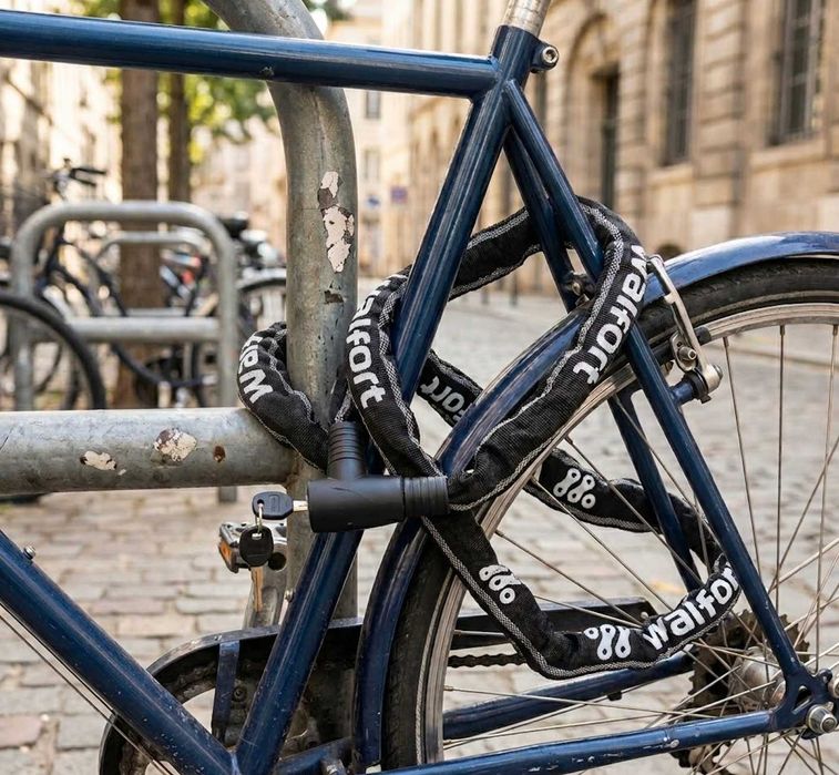 Zapięcie Rowerowe STAL Mocne Łańcuch Do Roweru Hulajnogi 120cm 2x Klucze Wytrzymałe Czarne