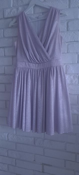 Elegancka liliowa / brokatowa sukienka