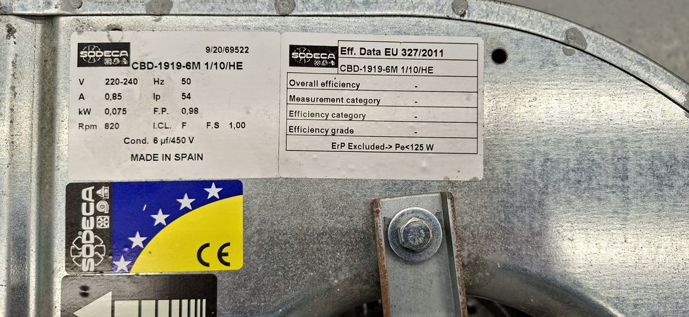 Ventilador centrífugo dupla aspiração