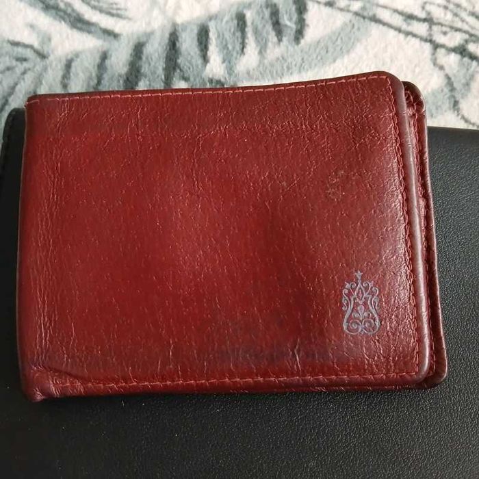 Skórzany portfel bordowy / czerwony - klasyczny