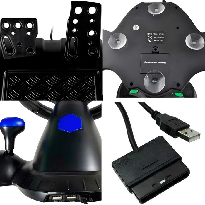 Кермо з педалями та коробкою передач для PS2 PS3 PC Вібро режим 28.5см