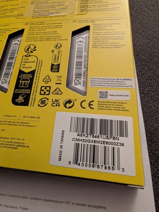Pamięć Corsair Vengeance RGB DDR5 32 GB 6000MHz Pamieć ram 2x16
