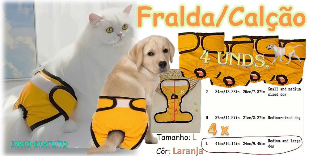 Fralda / Calção (reutilizável) para Cão ou Gato.