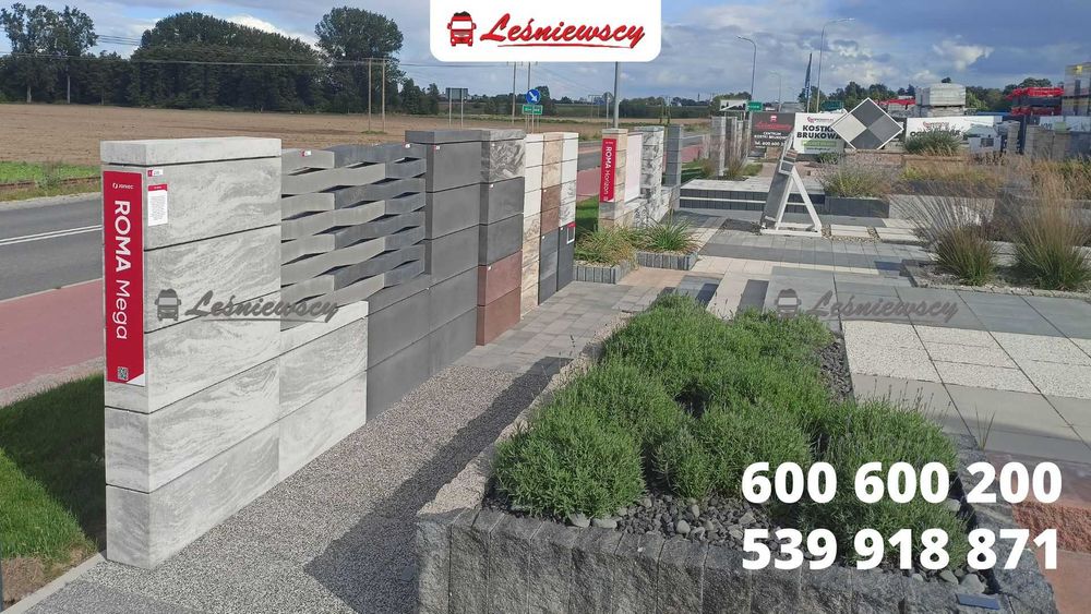 Pustak ogrodzeniowy 50x20x20 JONIEC Roma Horizon bloczek modułowy ONYX