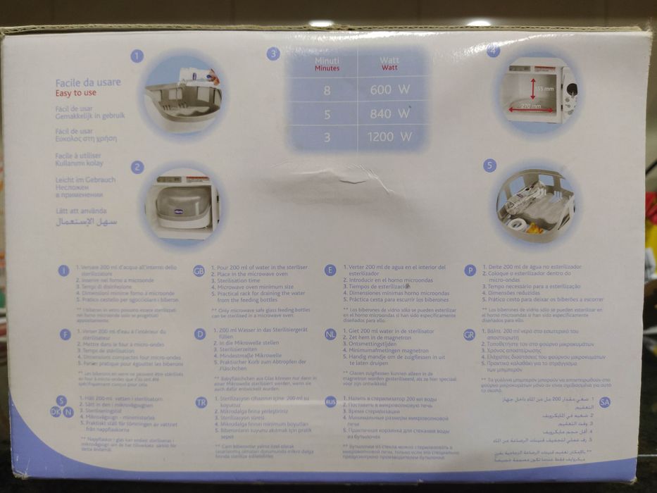 Esterilizador a vapor para micro-ondas da Chicco