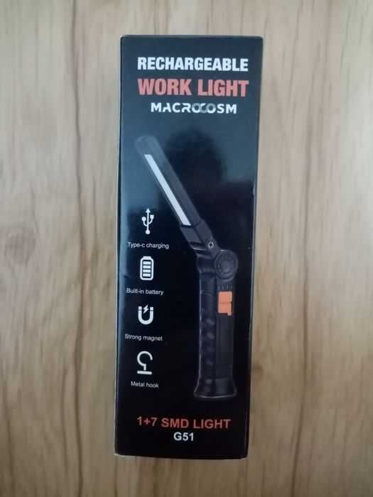 Przenośna Latarka  Warsztatowa LED Ładowana Przez USB Lampa Robocza