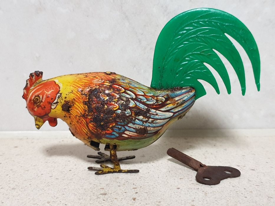 Antigo Galo - brinquedo mecânico em chapa Köhler Germany