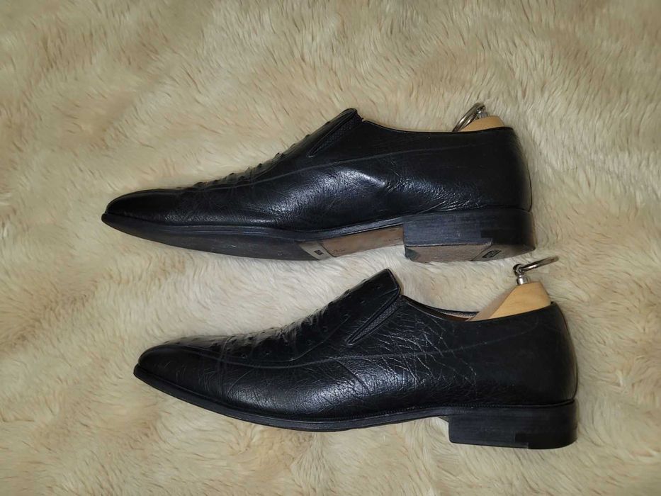 Мужские туфли A.Testoni из кожи страуса.