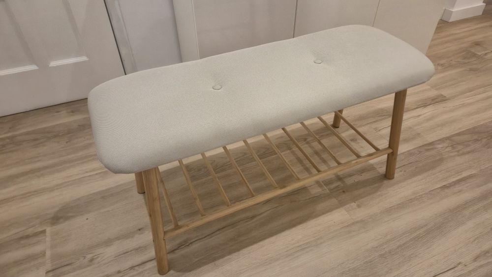 Banco c prateleira bambu cinzento claro 90cm por 34cm