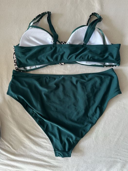 Strój kąpielowy bikini 4XL zielony panterka nowy