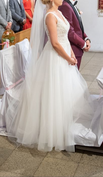 Suknia ślubna roz.S/M + 2 welony!!