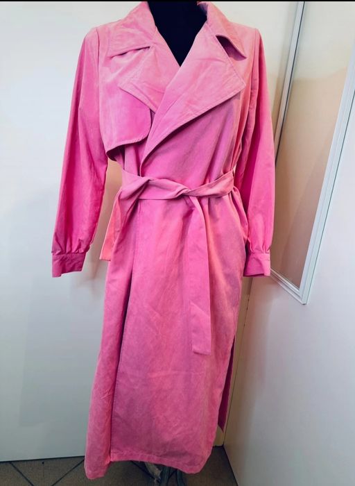 Różowy płaszcz trencz nowy Sinsay wiosna Wielkanoc