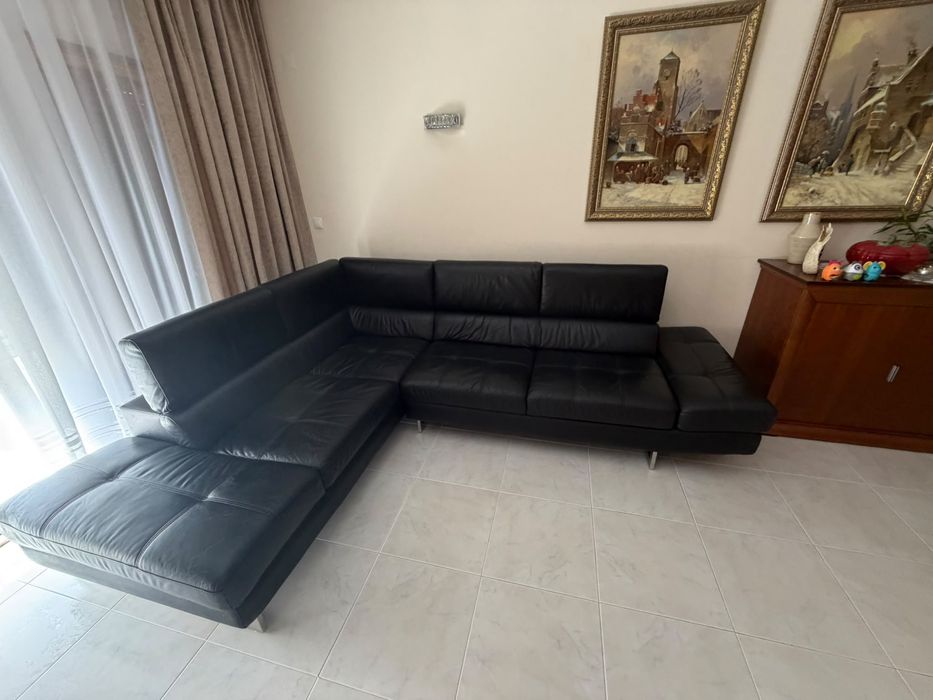 Conjunto de Sala: Sofá Modular em Pele + Poltrona Reclinável Relax