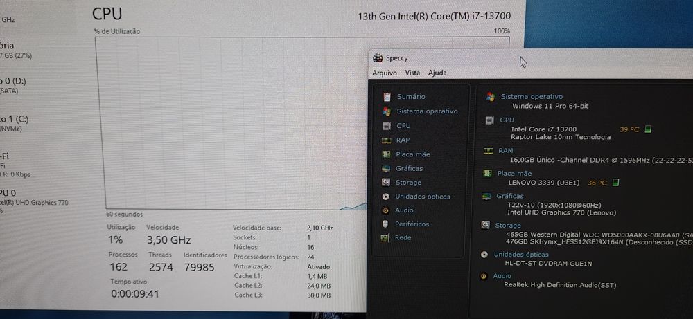 Vendido - Desktop ThinkCentre Neo50s Gen4 | i7-13700 | 16G-DDr4 | NVMe512G + HDD500 | WiFi | W11